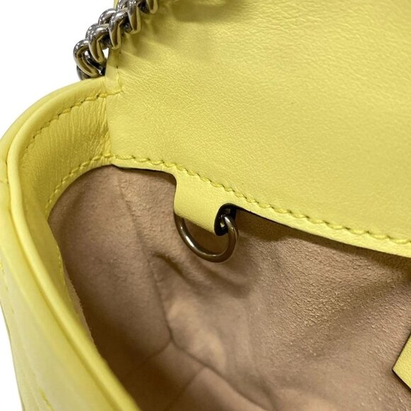 Auth GUCCI GG Marmont Quilted Leather Super Mini Bag 476433 Yellow Light Leather - Picture 16 of 16